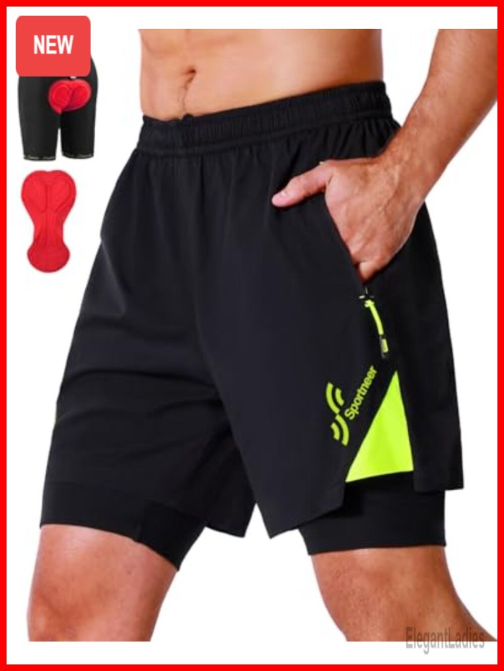 Men's Cycling Shorts 3D Padded Biker Shorts UPF 50+ with Pockets